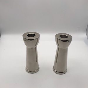 Pottery Barn Set Heavy Silver Candle sticks Tapers